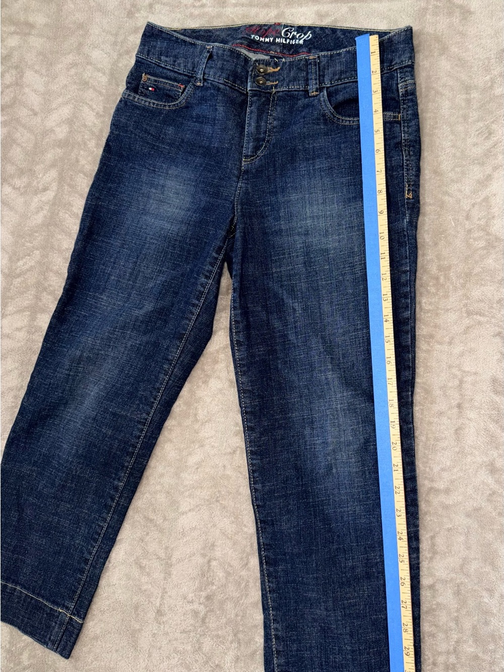 Tommy Hilfiger Hope Crop Dark Wash Preppy Y2K Stretch Denim Capris | Size 4 - Picture 2 of 10